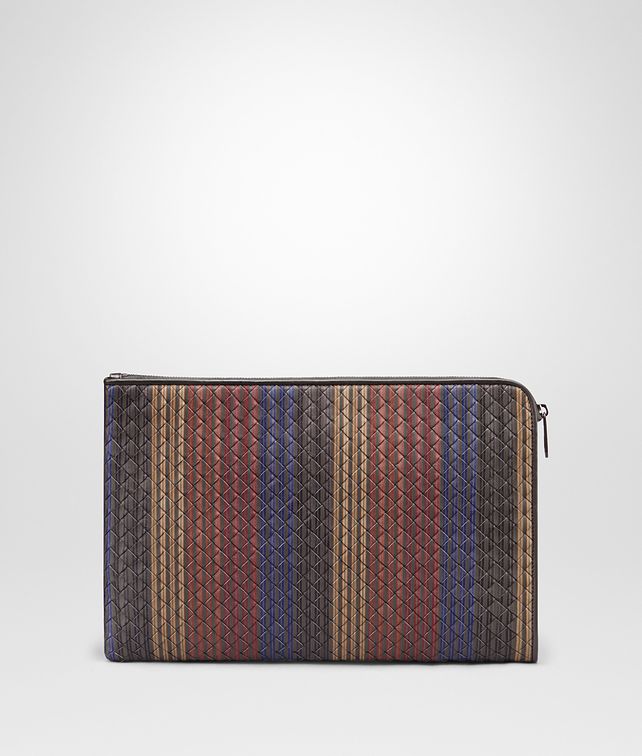 BOTTEGA VENETA ニューライトグレー ネロ パシフィック バローロ ブリック キャメル イントレチャート ナッパ ストライプモチーフ ドキュメントケース バックパック メンズ fp