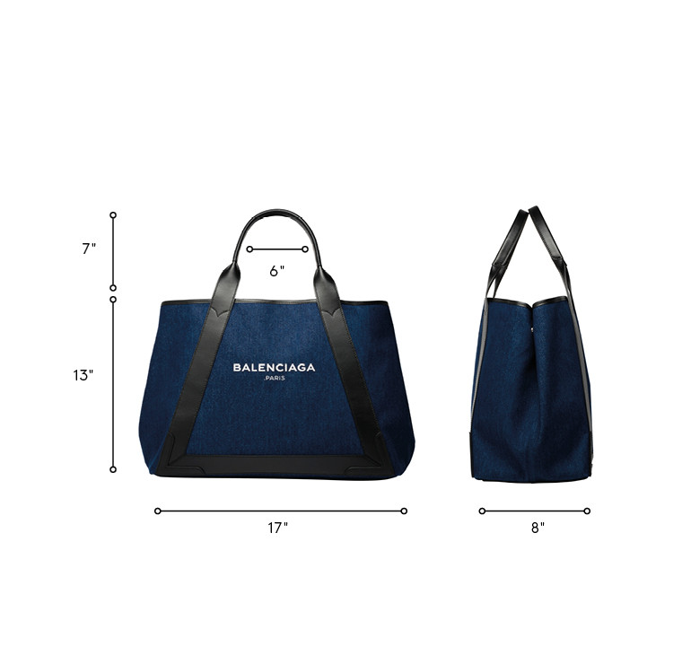 Balenciaga Denim Navy Cabas M | | Women's Navy Handbag