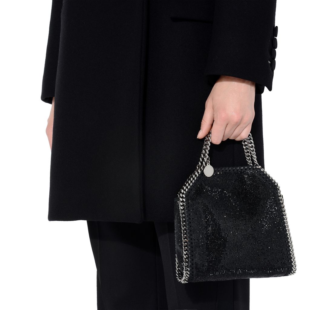 Black Falabella Crystal Stones Tiny Tote - Stella Mccartney