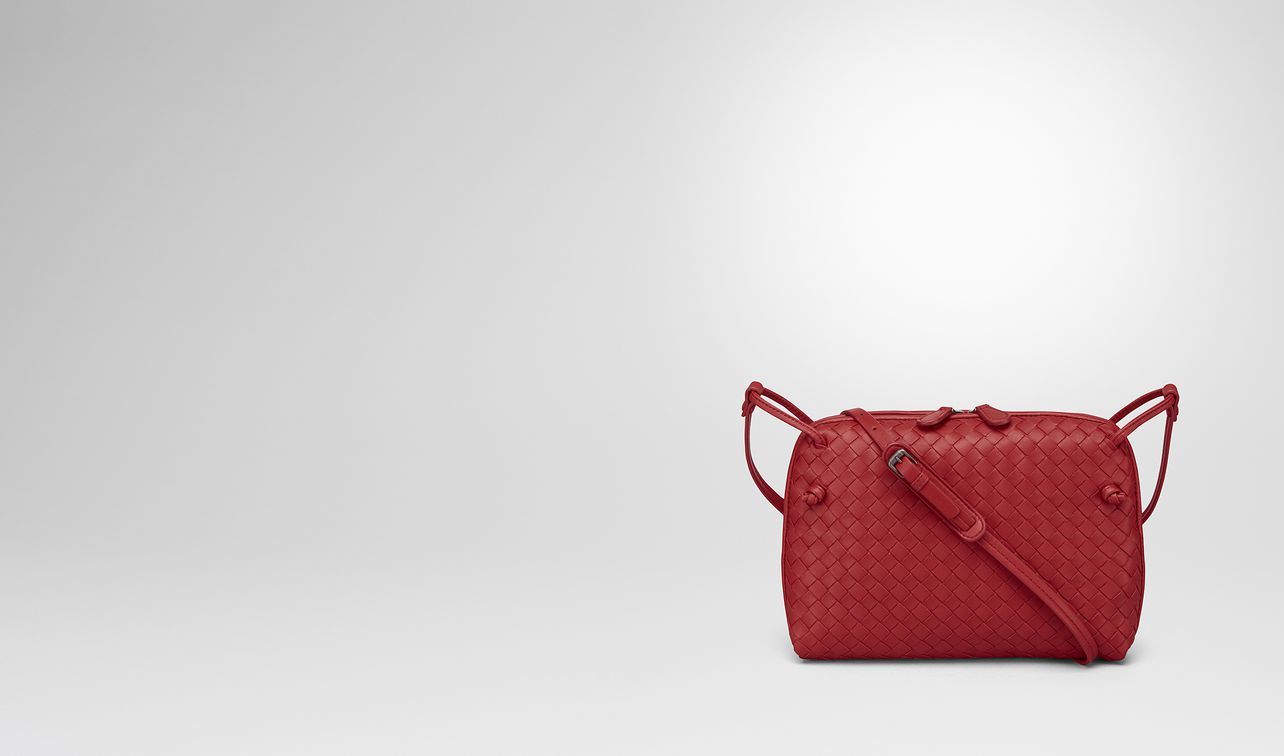 china red intrecciato nappa leather nodini bag landing