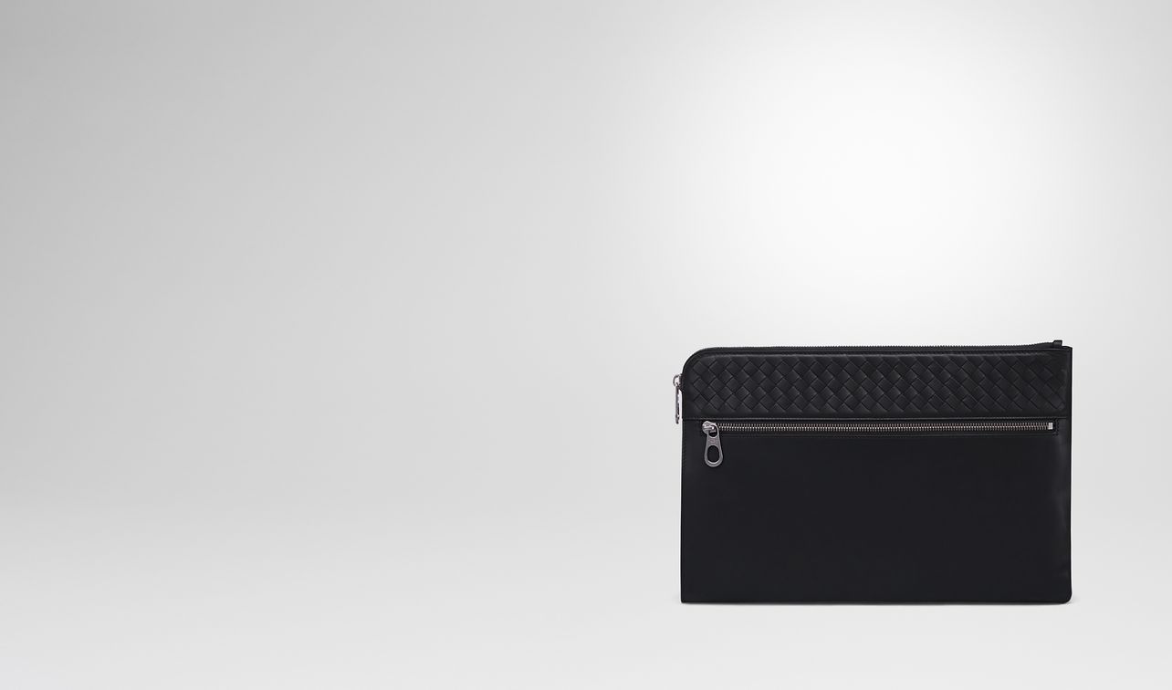 document case in nero calf, intrecciato details landing