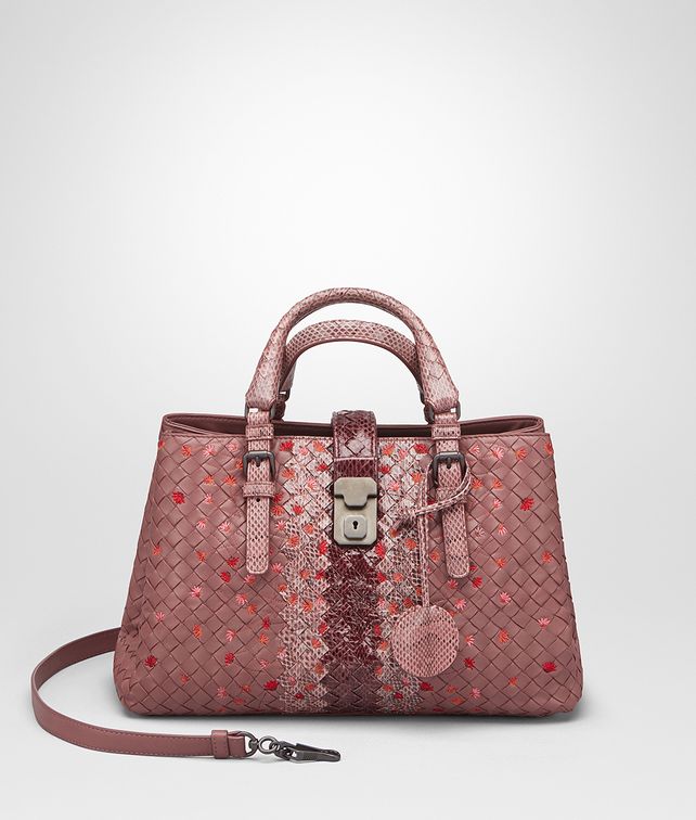 BOTTEGA VENETA SMALL ROMA BAG IN DUSTY ROSE EMBROIDERED NAPPA LEATHER, AYERS DETAILS Top Handle Bag Woman fp
