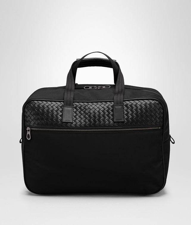 BOTTEGA VENETA TRAVEL BAG IN NERO TECHNICAL CANVAS AND INTRECCIATO CALF Luggage E fp