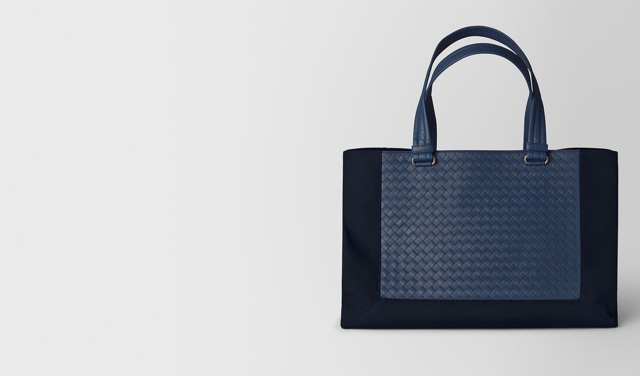 tourmaline hi-tech canvas/pacific intrecciato calf tote landing