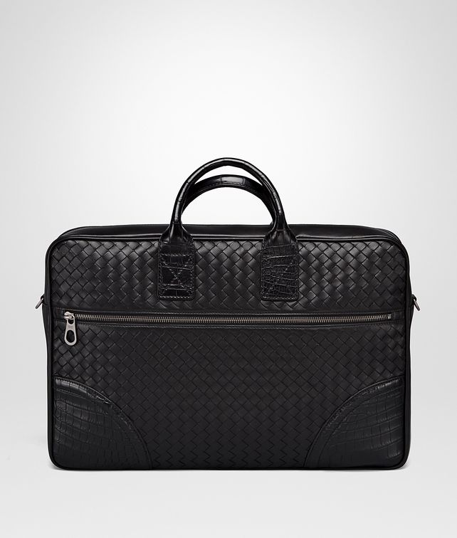 BOTTEGA VENETA BRIEFCASE IN NERO INTRECCIATO NAPPA LEATHER CROCODILE Business bag Man fp