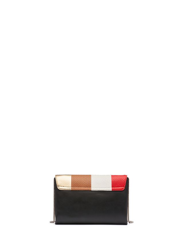 Shoulder Bag Marni TRUNK clutch in shiny elaphe Woman