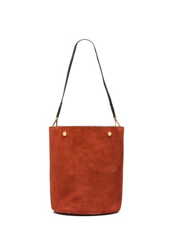 Marni BUCKET bag in brown split leather Woman