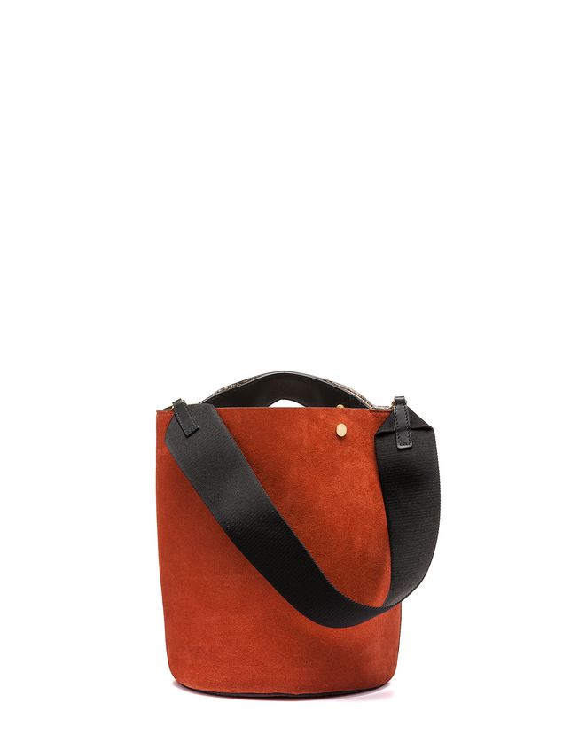 Borse a spalla Marni BUCKET bag in brown split leather Woman