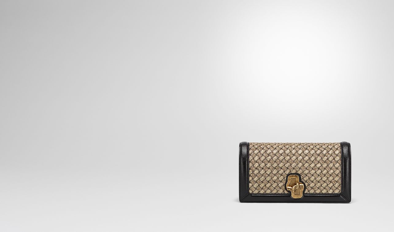 oro bruciato intrecciato knit knot clutch landing