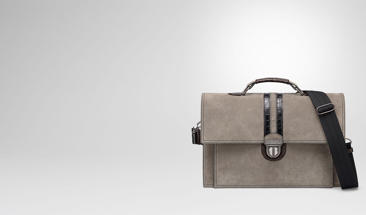 steel suede briefcase landing