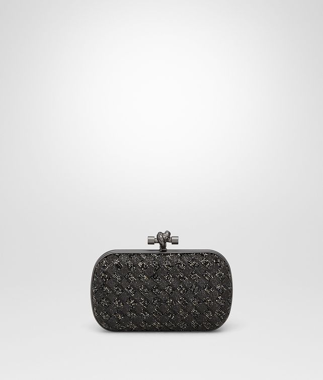 BOTTEGA VENETA NERO ANTICO CRYSTALS KNOT Clutch Woman fp