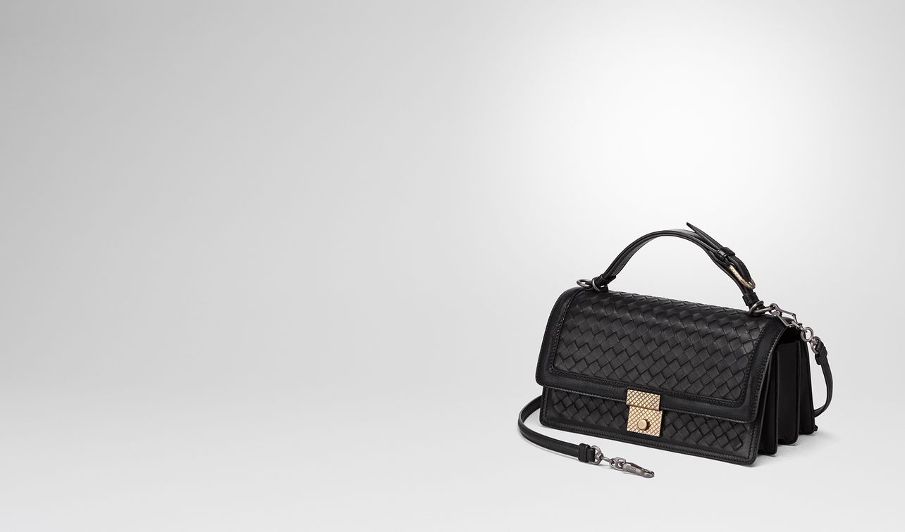 nero intrecciato nappa top handle bag landing