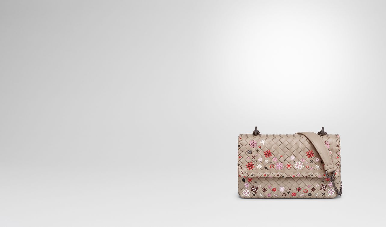 mink intrecciato meadow flower baby olimpia bag landing