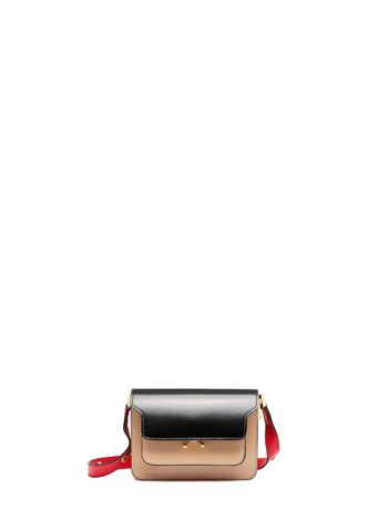Marni Black and sand calfskin MINI TRUNK bag Woman