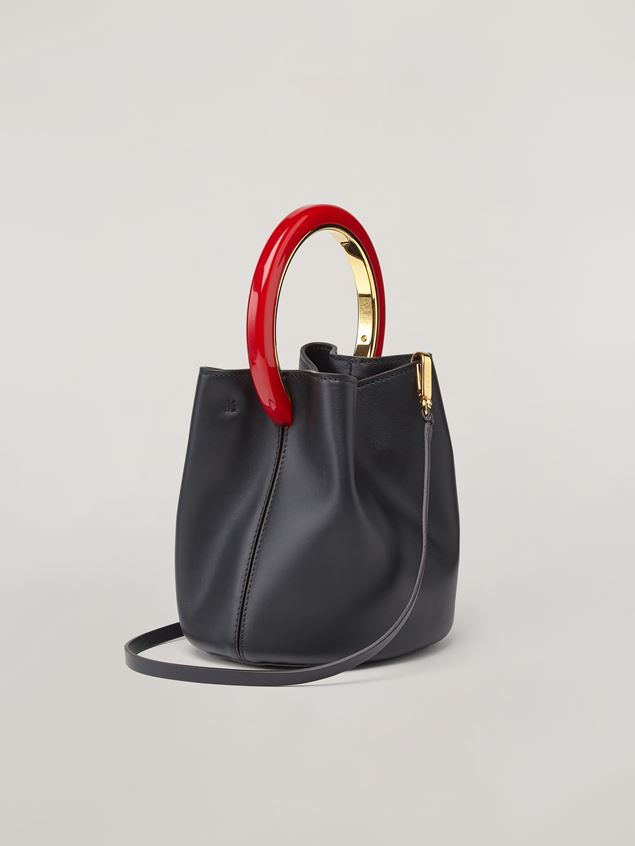 Bolso de mano Marni Bolso PANNIER de piel de becerro negro Mujer