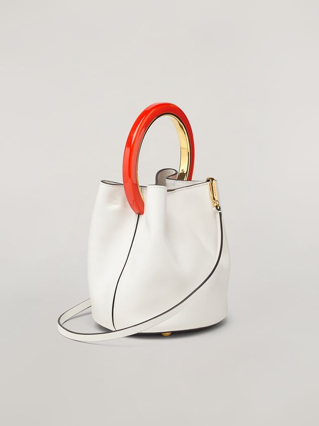 Handbag Marni PANNIER bag in calfskin white Woman
