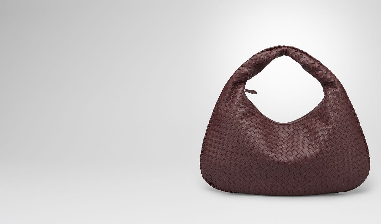 dark barolo intrecciato nappa large veneta bag landing
