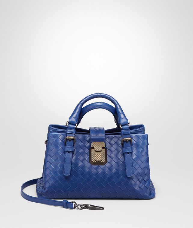 Bottega Veneta Cobalt Blue Intrecciato Calf Baby Roma Bag Bottega Veneta Cobalt Blue Intrecciato Calf Baby Roma Bag Top Handle