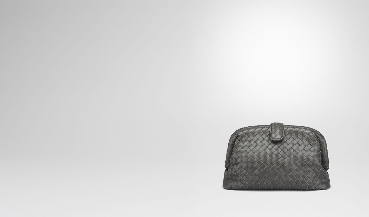light grey intrecciato nappa top the lauren 1980 clutch landing