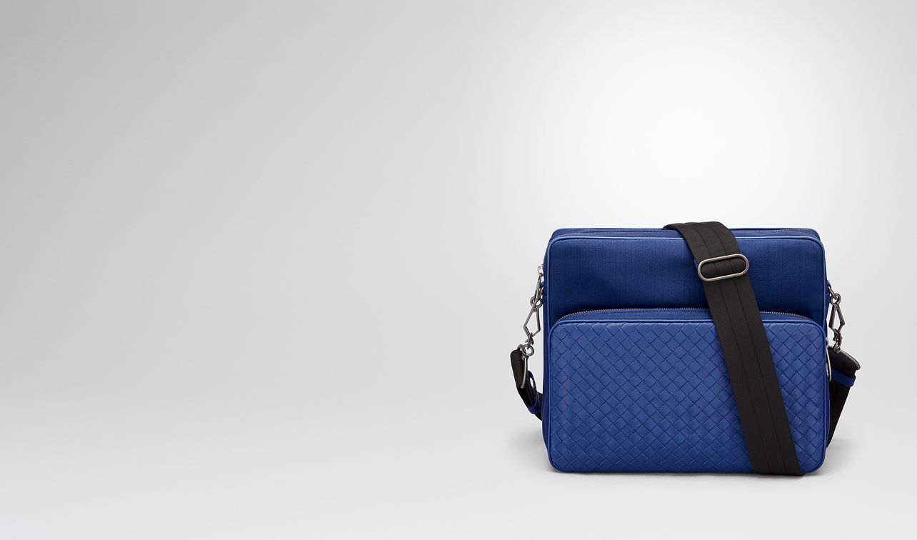 cobalt blue canvas messenger bag landing