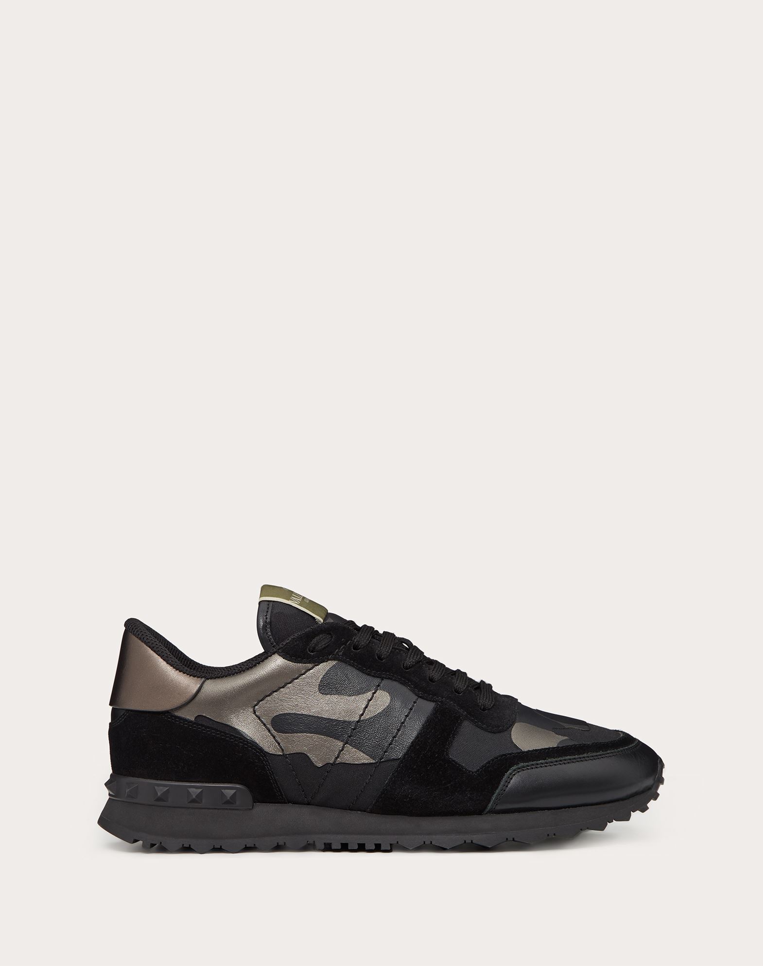 Valentino Men'S Rockrunner Camo Leather Sneakers, Black | ModeSens