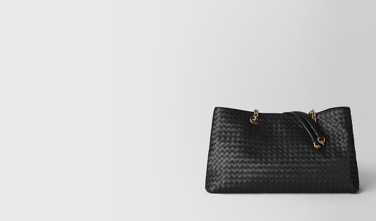 nero intrecciato nappa tote landing