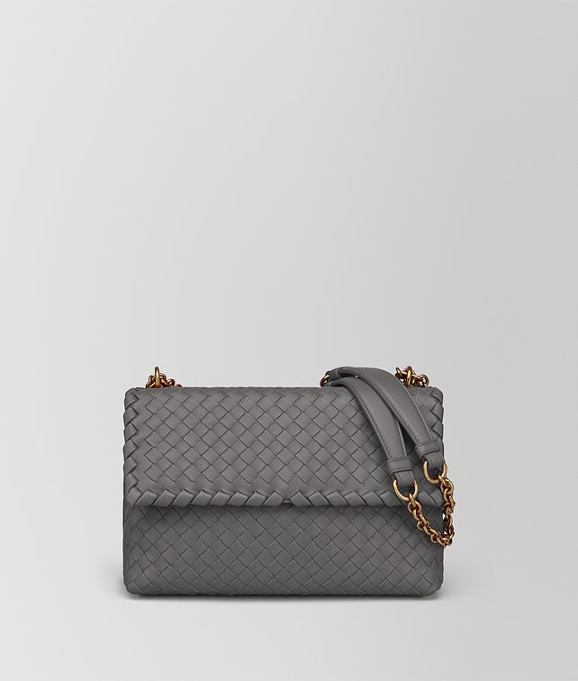 BOTTEGA VENETA LIGHT GREY INTRECCIATO NAPPA SMALL OLIMPIA BAG Shoulder Bag Woman fp