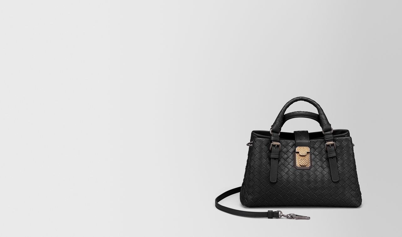 nero intrecciato calf baby roma bag landing