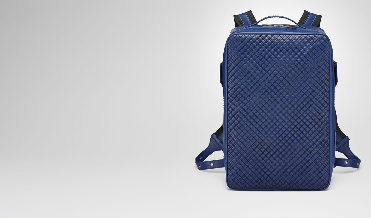 cobalt blue calf grid brick backpack landing
