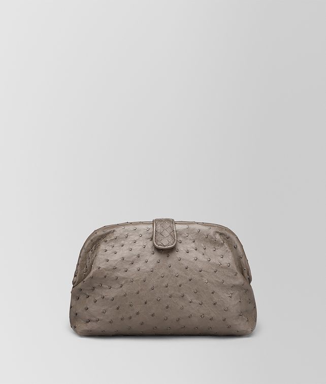 BOTTEGA VENETA STEEL OSTRICH THE LAUREN 1980 CLUTCH Clutch Woman fp