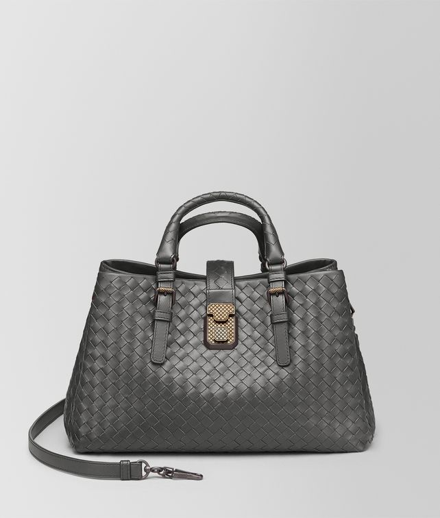 BOTTEGA VENETA NEW LIGHT GREY INTRECCIATO CALF SMALL ROMA BAG Top Handle Bag Woman fp
