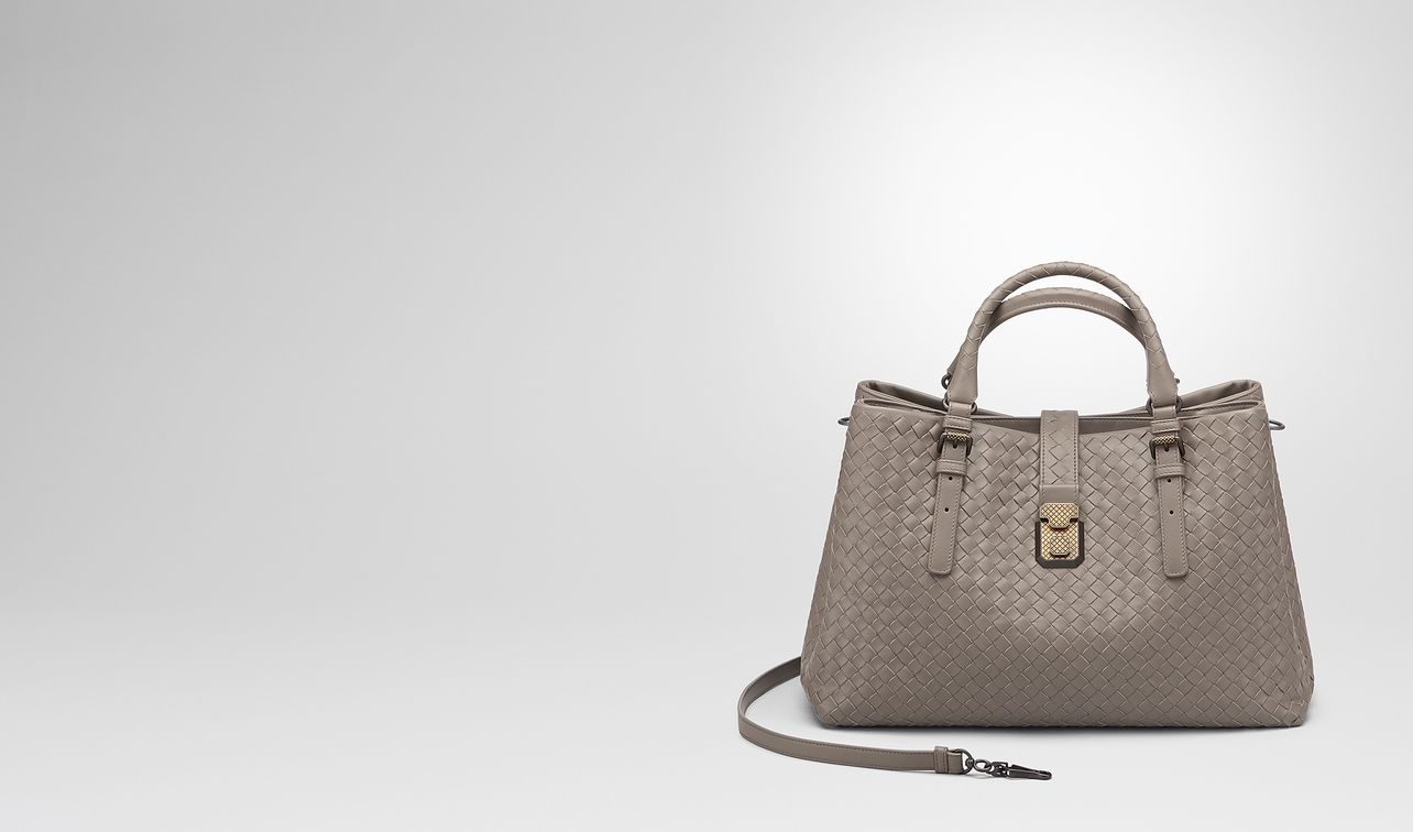 steel intrecciato calf medium roma bag landing