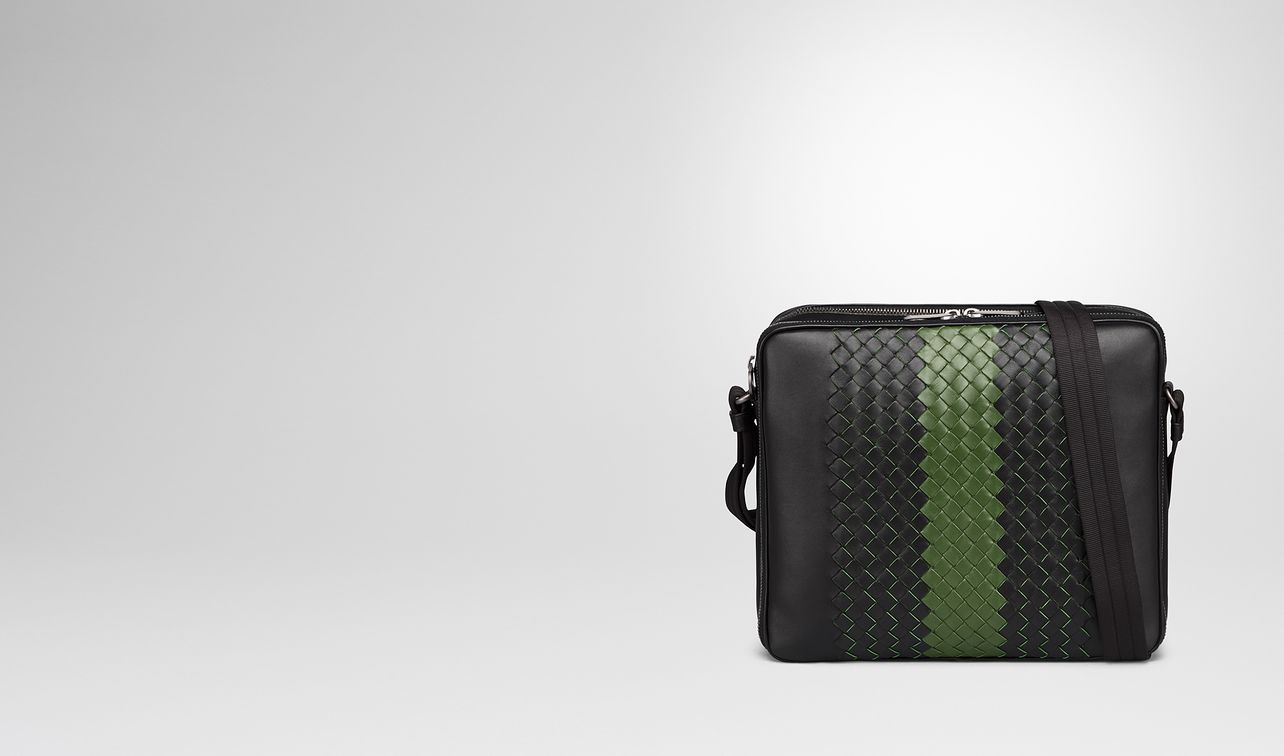 nero intrecciato nappa messenger bag landing