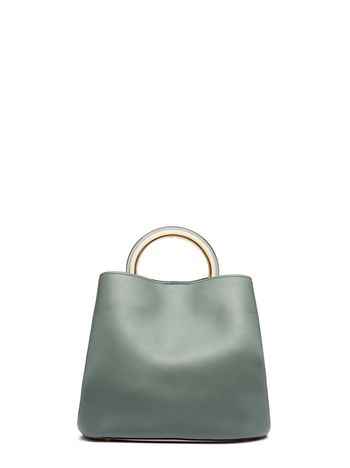 Women S Bags Marni Online Pannier Bag In Green And White Calfskin