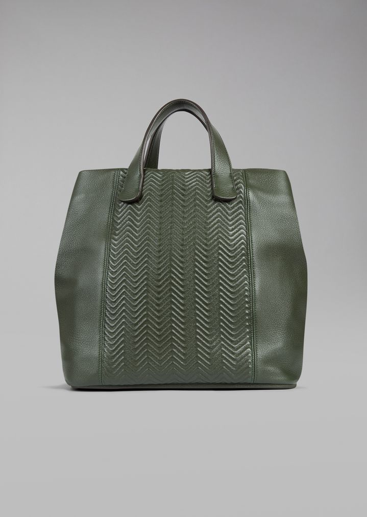 Tote Bag In Chevron Leather Man Giorgio Armani