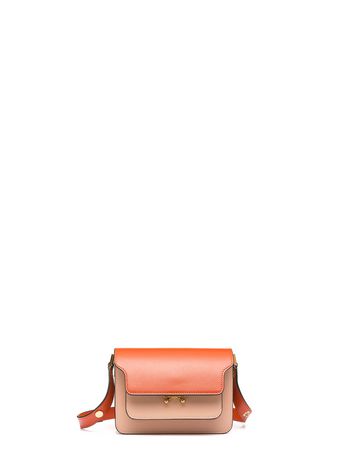 Marni MINI TRUNK bag in orange and pink calfskin Woman