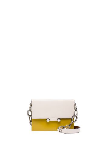 Marni CADDY shoulder bag in beige and yellow glossy leather Woman