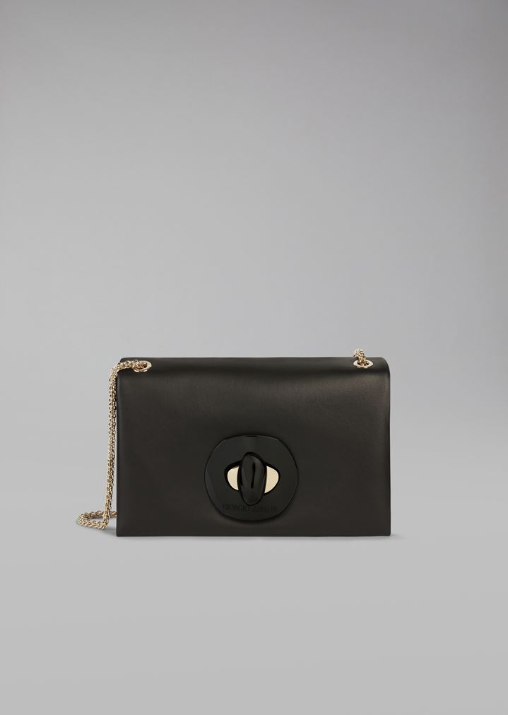 Leather Bag With Gusset Design Woman Giorgio Armani