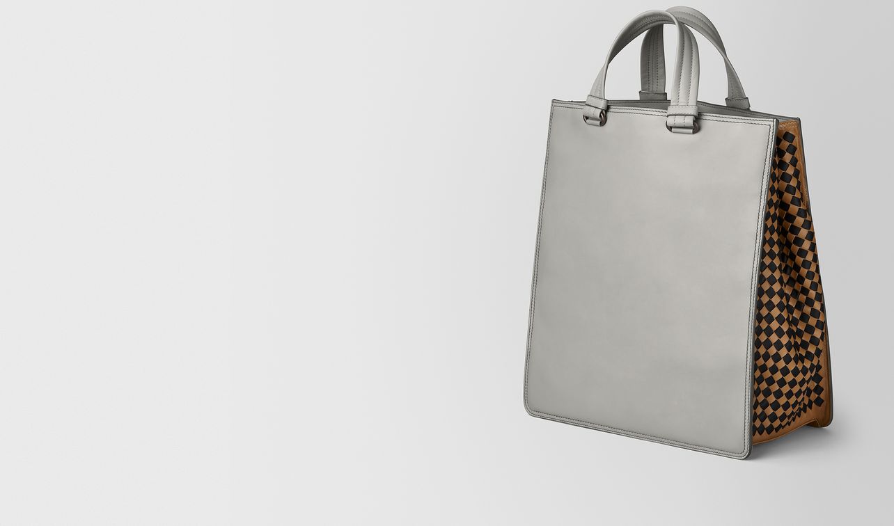 cement intrecciato checker tote landing