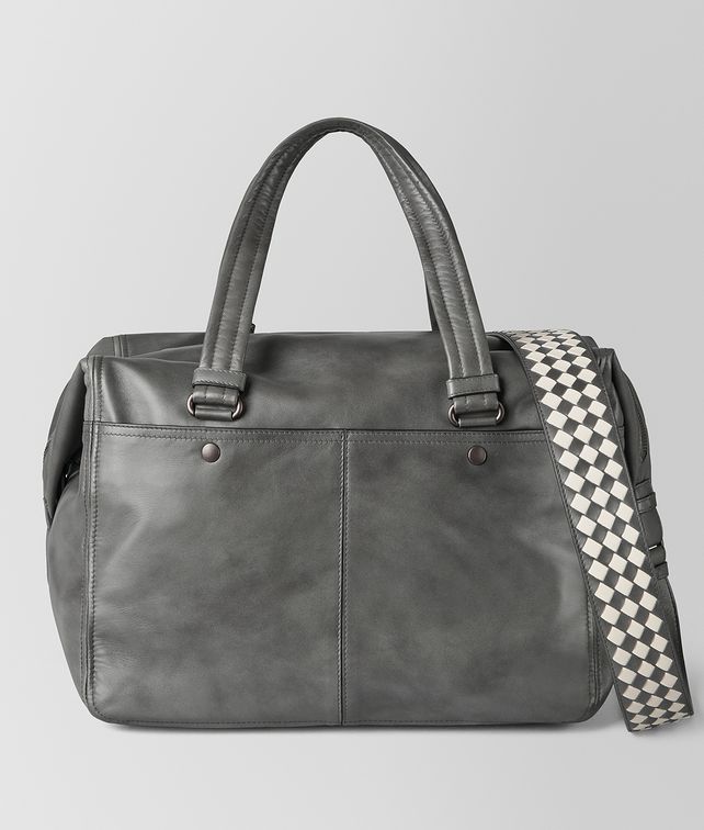 BOTTEGA VENETA LIGHT GREY INTRECCIATO CHECKER DUFFLE Travel Bags Man fp