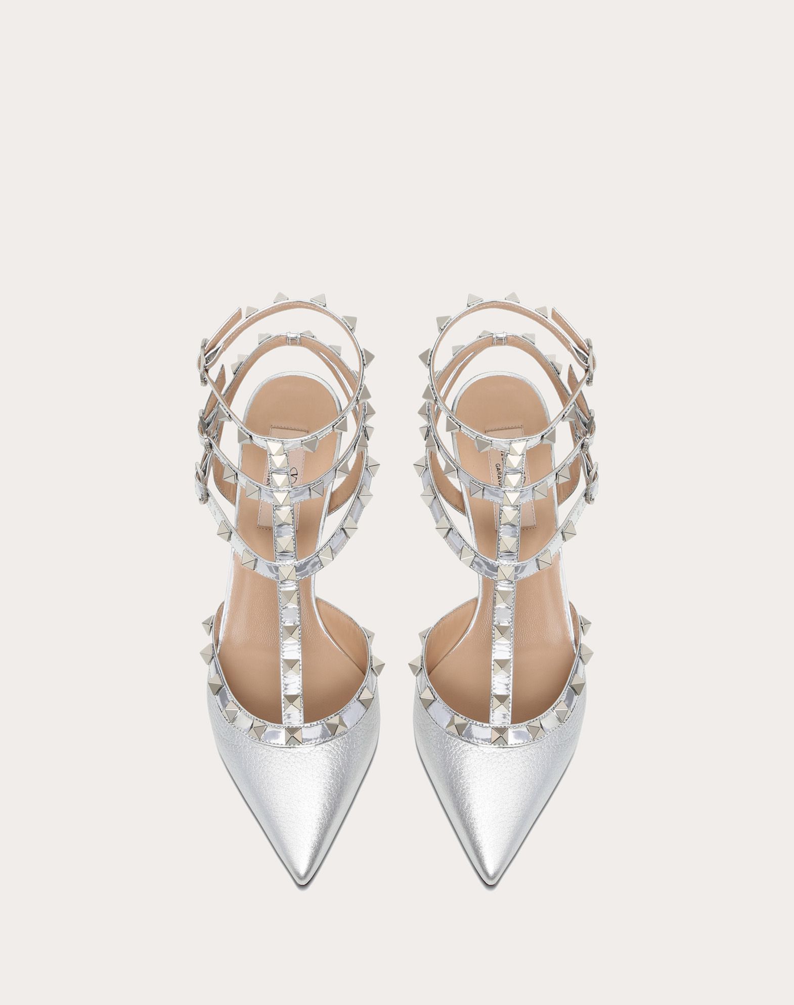 VALENTINO GARAVANI VALENTINO GARAVANI METALLIC ROCKSTUD CAGED PUMP 65MM