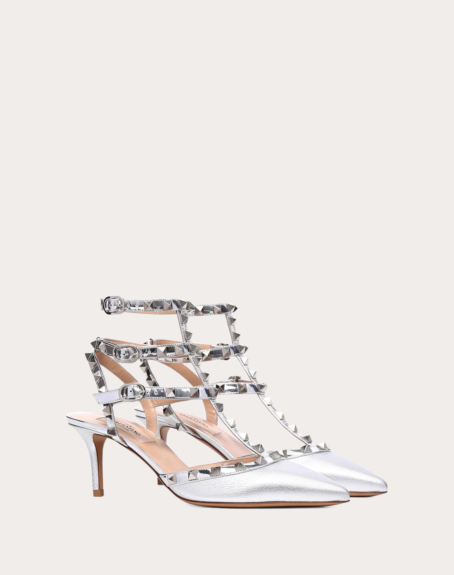VALENTINO GARAVANI VALENTINO GARAVANI METALLIC ROCKSTUD CAGED PUMP 65MM