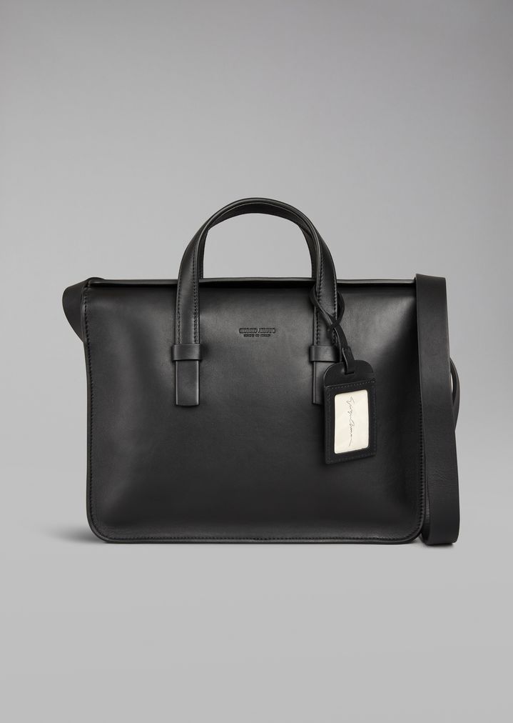 Smooth Leather Laptop Bag Man Giorgio Armani