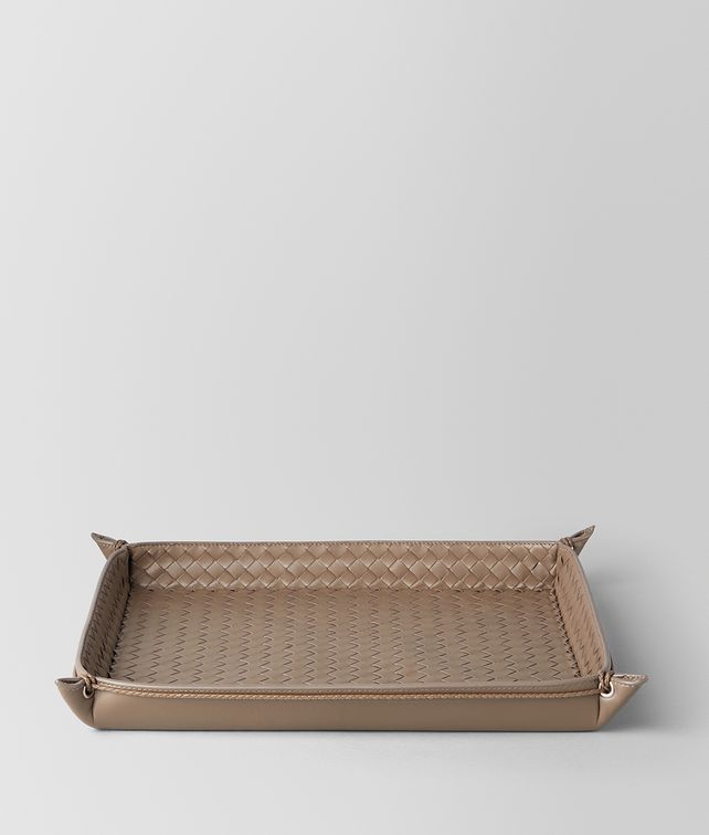 BOTTEGA VENETA ASH INTRECCIATO NAPPA LEATHER LETTER TRAY Desk accessory E fp