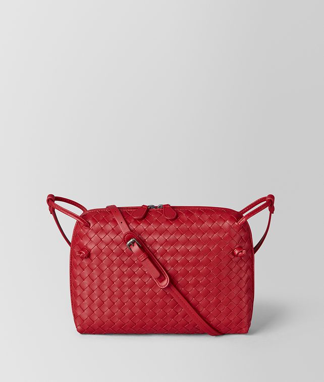BOTTEGA VENETA MESSENGER-TASCHE AUS INTRECCIATO NAPPA IN CHINA RED Umhängetaschen GurtelTaschen Damen fp