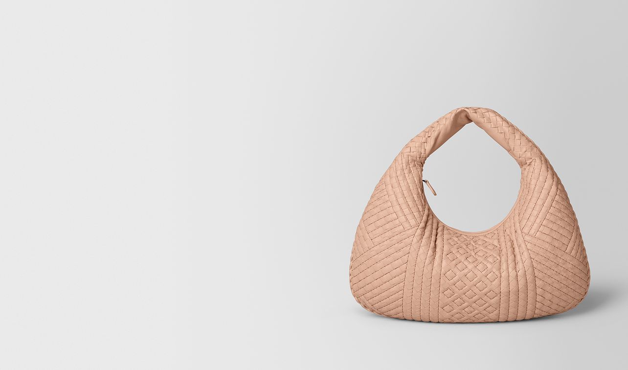 borsa veneta in intrecciato vitello peach rose landing