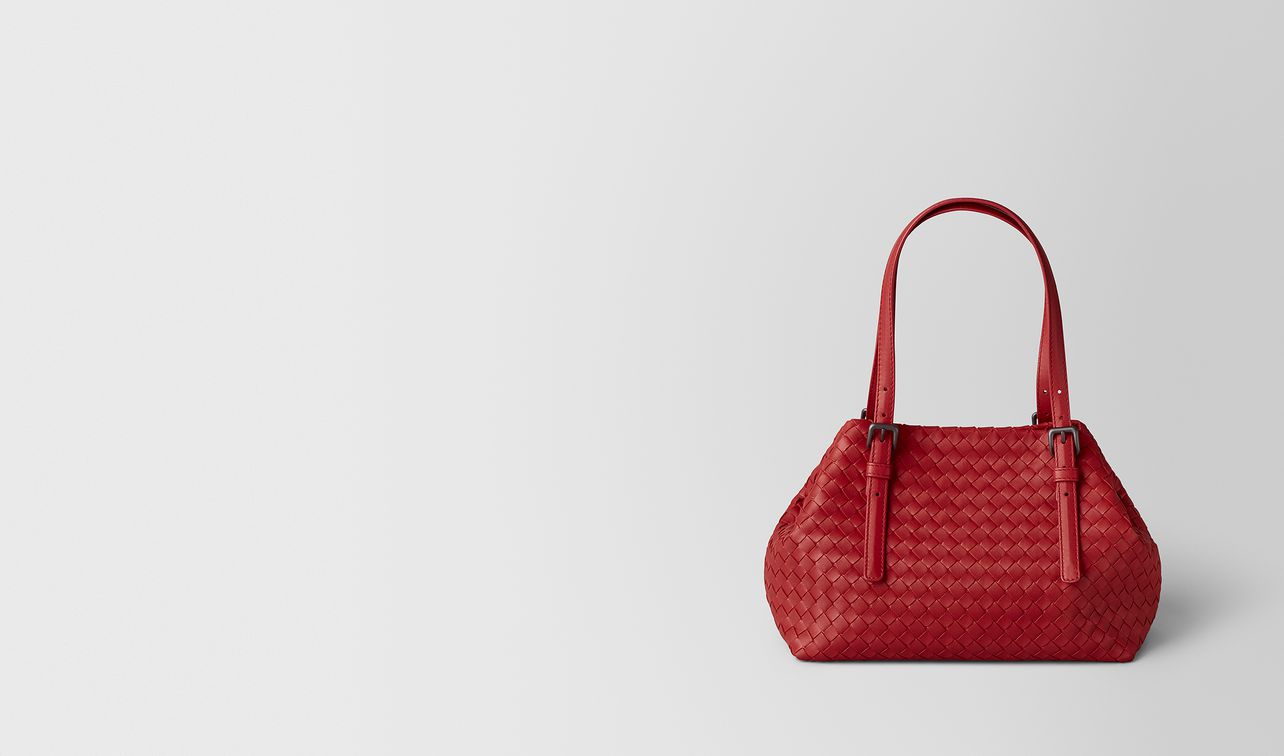 china red intrecciato nappa tote landing
