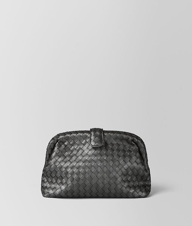 BOTTEGA VENETA ANTIQUE SILVER INTRECCIATO NAPPA THE LAUREN 1980 Clutch Woman fp
