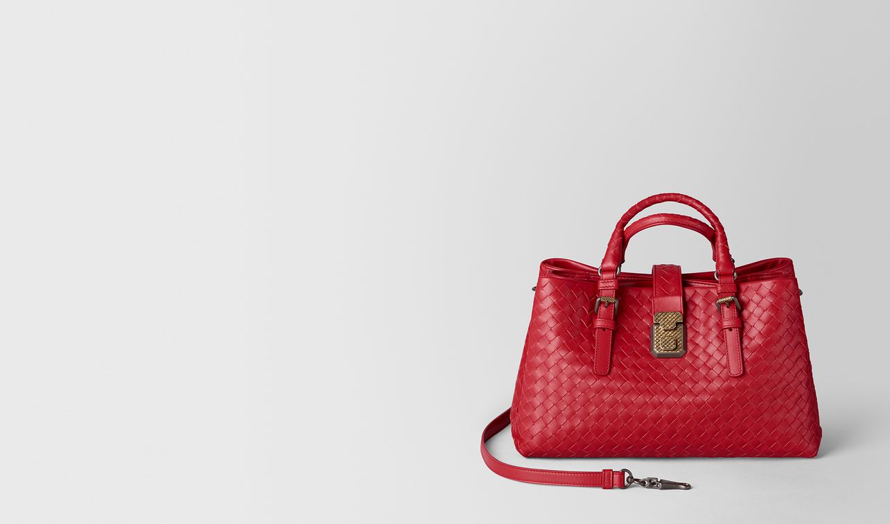 china red intrecciato calf roma bag landing