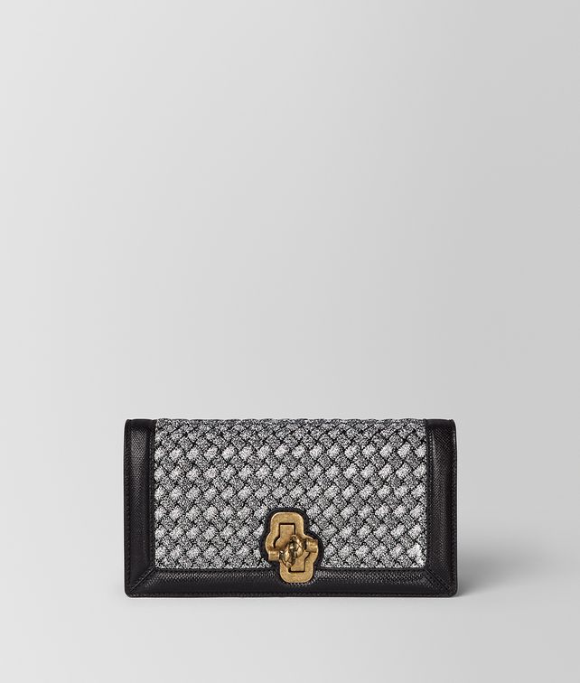 BOTTEGA VENETA KNOT CLUTCH AUS INTRECCIATO STRICK IN ANTIQUE SILVER Clutch Damen fp